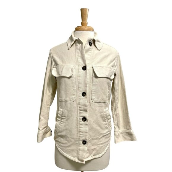 Everlane Utility Shirt Jacket Shacket Pockets Craftsman Neutral Cream size XXS - Picture 1 of 8